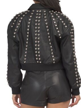 Walter Baker Studded Black Leather Jacket - Women's